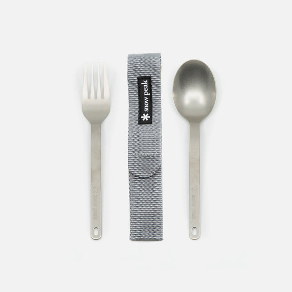 Titanium Fork & Spoon Set in Grey from Snow Peak blues store www.bluesstore.co