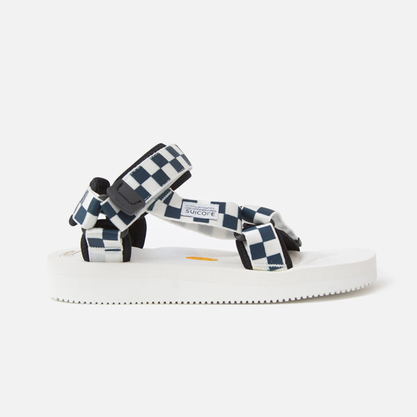 Suicoke Depa V-2 Checkerboard Sandals - White / Navy Blues Store