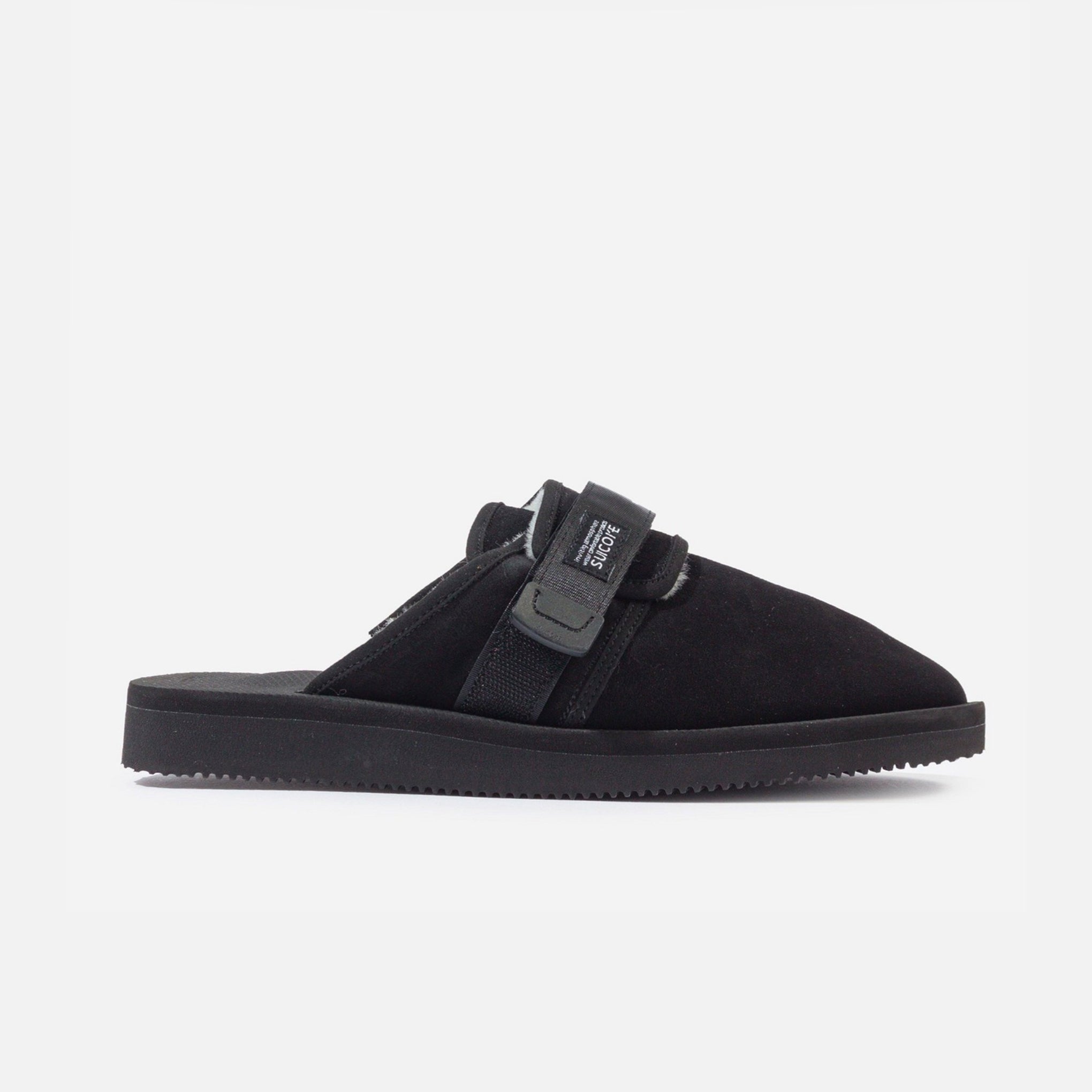 Black suede online slides