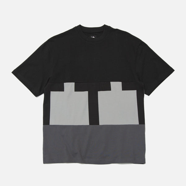 Cut & Sew T-Shirt in Black and Grey from The Trilogy Tapes Winter 2020 collection blues store www.bluesstore.co