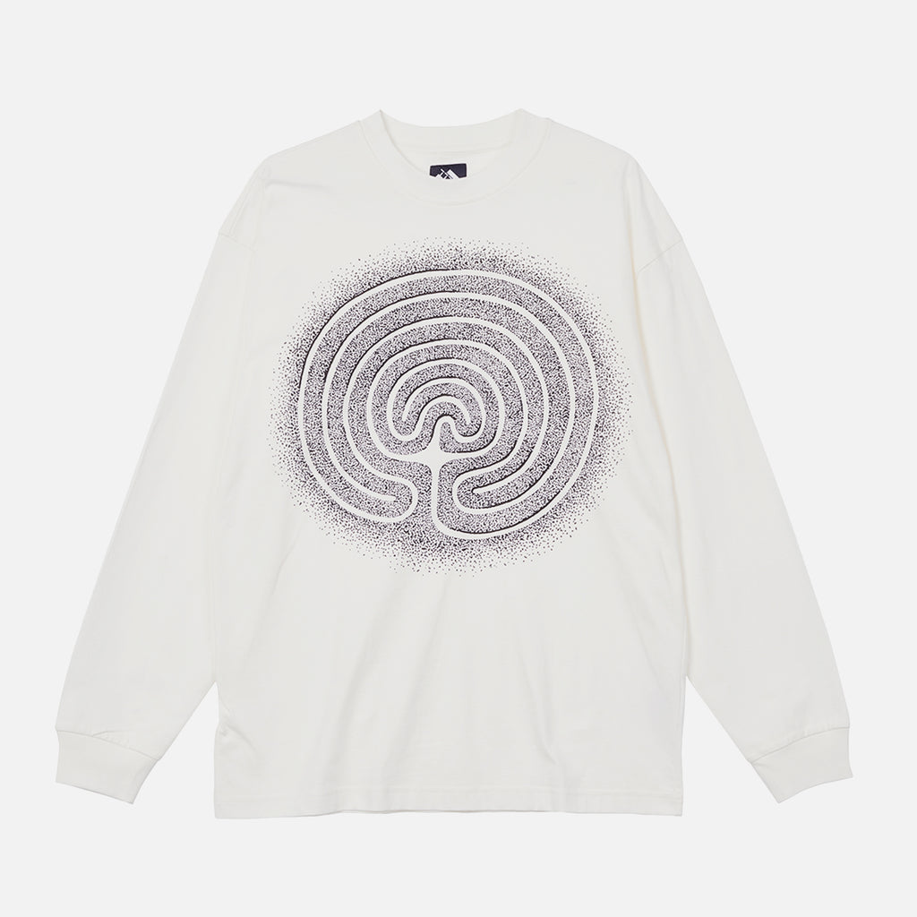 Labyrinth Longsleeve T-Shirt in White from The Trilogy Tapes blues store www.bluesstore.co